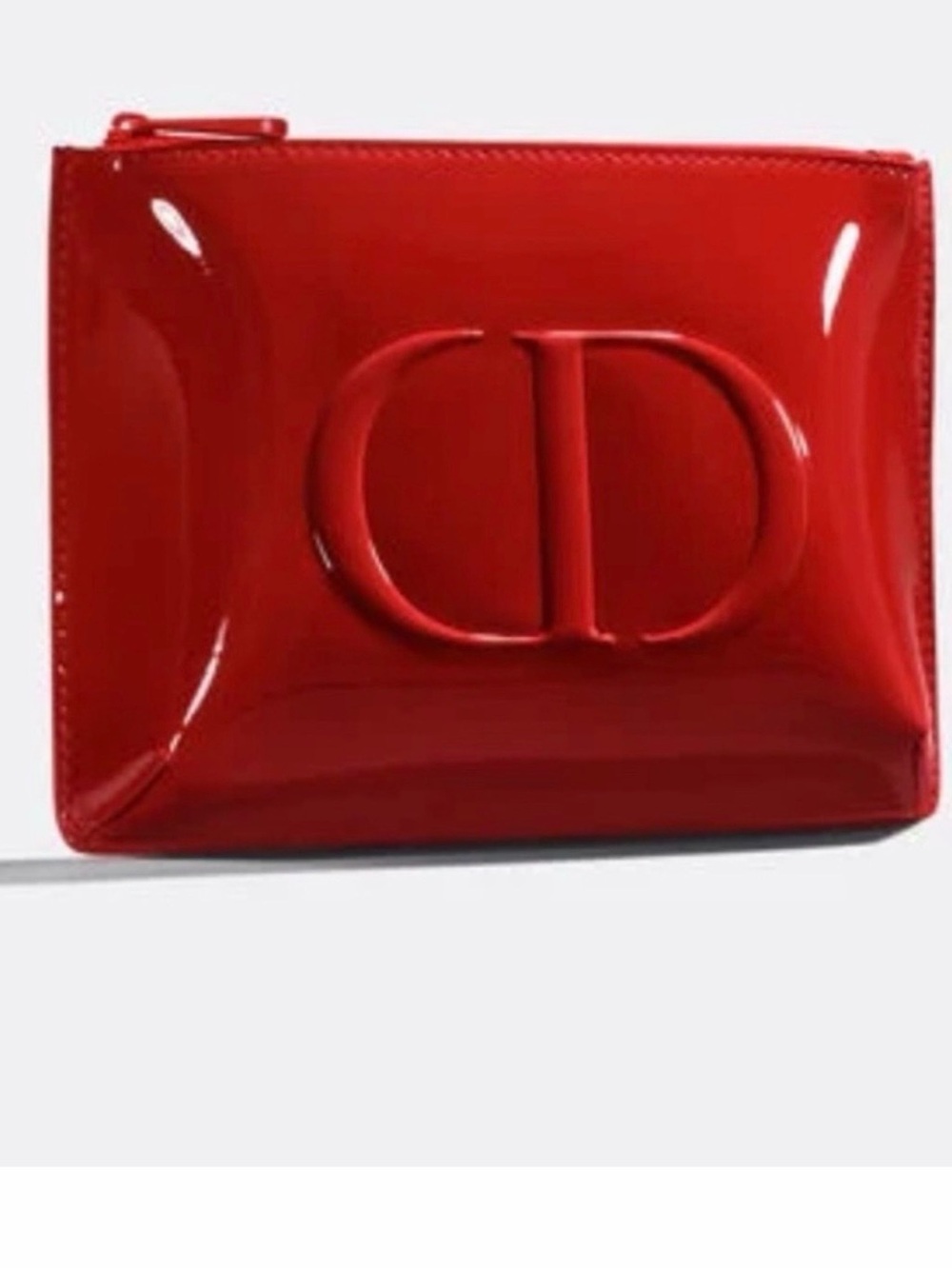 Dior Red Patent CD Zip Pouch - Glossy Logo Cosmetic Case